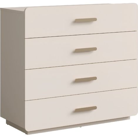 Cómoda 4 cajones AMALIE – Color beige arena – L100 x H93 x P42 cm – Acabado elegante y formas suaves (1/5)