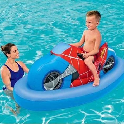 TrAdE Shop Traesio - Moto Marvel Spider Ciambella Salvagente Beach Gonfiabile Cavalcabile Mare Piscina 98794 - (1/4)