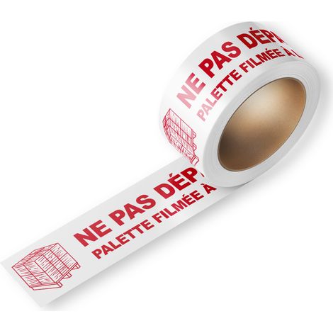 Lot de 6 Ruban adhésif 50mm x 132M avec message "Ne pas dépalettiser"