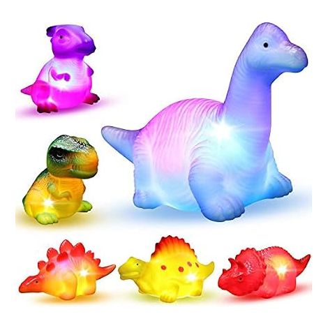 Set of 6 Luminous Floating Bath Toys Rubber Dinosaurs Fun Bath Toys Gift for Babies Children Girls Boys Preschool Christmas Easter Birthday (1/5)