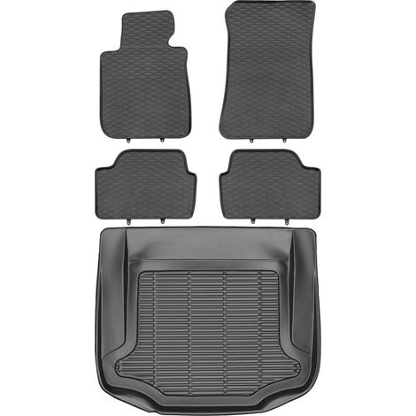 Juego de alfombrillas de goma para coche y alfombrilla para maletero para BMW Serie 1 E87 Hatchback (2004-2011).
