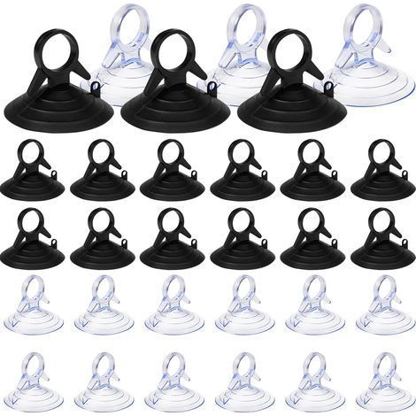 60 Pièces Ventouse pare Soleil, 45mm Ventouse Sans Crochets Ventouse, PVC Ventouses Mini Ventouse Transparente et Noire Ventouse, Ventouse pour Vitre (1/5)