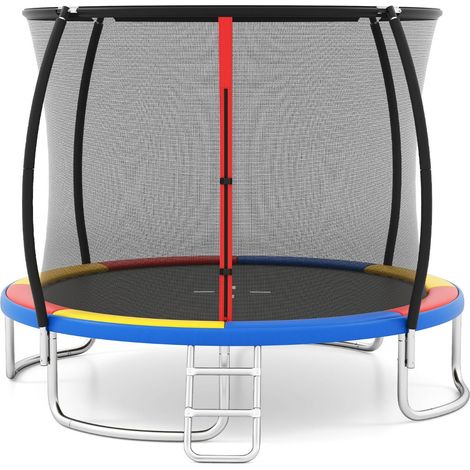 Trampoline extérieur 305 cm stable et sécurisé avec coussin rembourré et échelle antidérapante en acier galvanisé coloré (1/2)