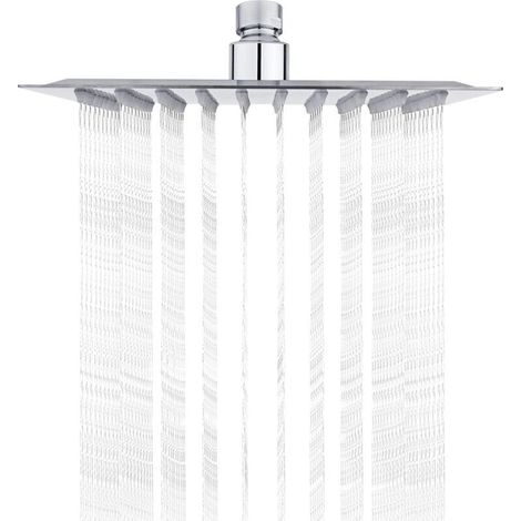 Tete de Douche Inox - Economie d'Eau, Pommeau de Douche Carré 20CM, Pluie Universelle Filetage 1/2 Pouce, Rotatif 360°, Inclinable 30°, Facile à Installer et à Nettoyer (1/5)