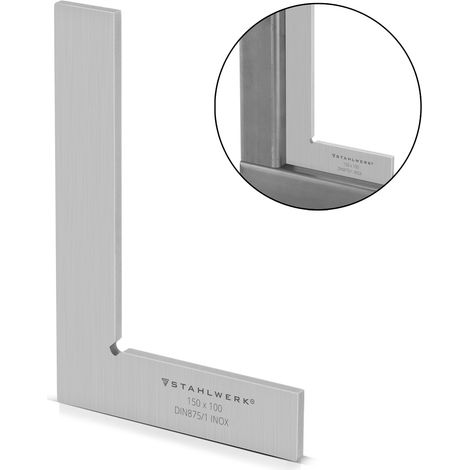 STAHLWERK Flachwinkel 90° 150 x 100 mm DIN 875/1 aus rostfreiem Edelstahl