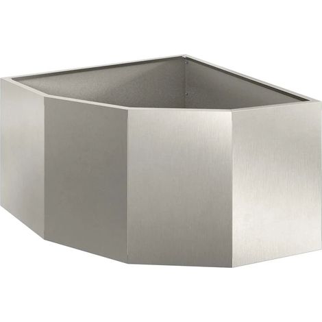Jardinière d'angle moderne pour extérieur 60 x 60 x 35 cm solide design épuré en acier inoxydable argent (1/5)