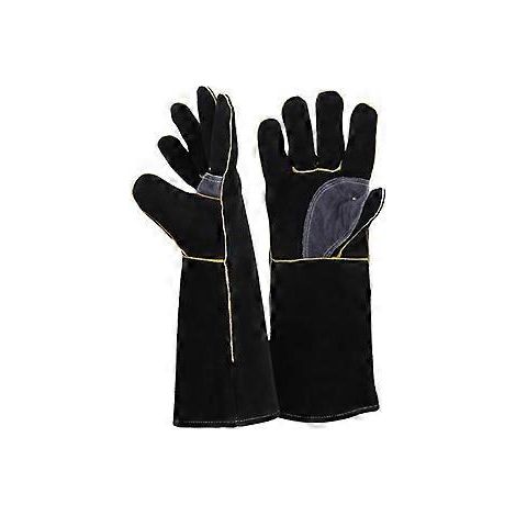 Extrem feuer- und hitzebeständige Handschuhe aus Leder mit Kevlar-Nähten, ideal für Kamin, Herd, Backofen, Grill, Schweißen, BBQ, MIG-Schweißen, Topfgestell und Tierhaltung.