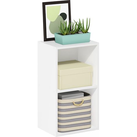 Étagère ouverte à 2 niveaux, Blanc, 2-Tier Cube (1/5)