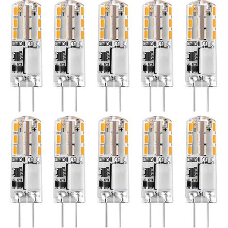 G4 LED Bulbs 12V AC/DC Warm White 3000K 120LM, 2W, 15-20W Halogen G4 Replacement Capsule Bi-Pin Type JC Energy Saving, Non-dimmable Light (10 pcs) (1/5)