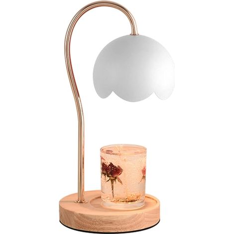 Lampe chauffante pour bougies, lanterne chauffante sans flamme à intensité variable pour faire fondre les bougies métalliques, convient aux grands pots de bougies blanches (bougies non incluses). (1/5)
