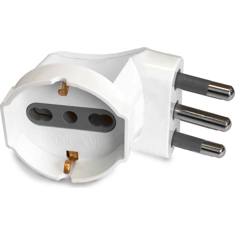Adattatore schuko 90°: 1 presa 10/16A con schuko vs Spina 16A (1/5)