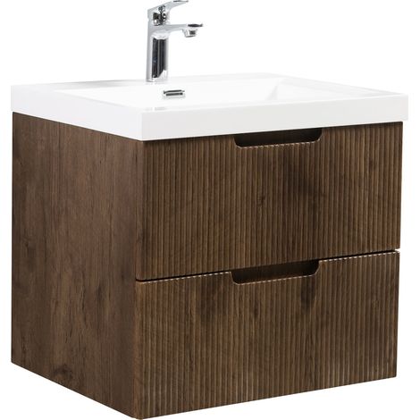 Badplaats Set Mobili Bagno Thermis 60 cm - Noce Marrone - Mobile con Lavabo (1/5)