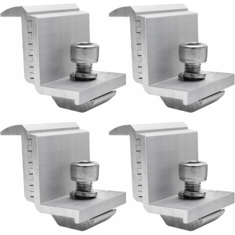 Supports de Panneau Solaire Lot de 4, Panneau Z, Fixation Panneau Solaire pour Panneau Solaire, Support de Panneau Solaire Hauteur du Module 30–50 mm (Borne d'extrémité) (1/5)