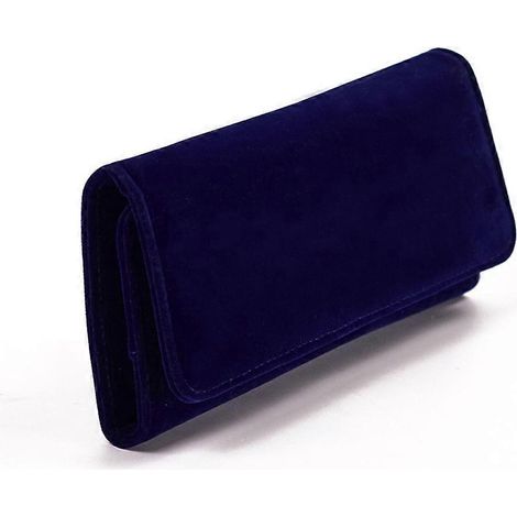 Pochette de rangement portable en velours pour bijoux de voyage, idéale pour ranger colliers et bagues.