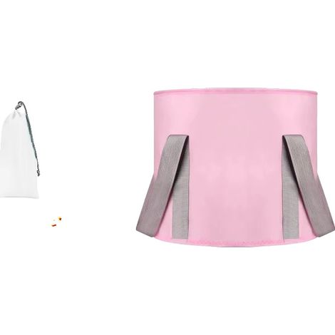 Bañera para remojo de pies, diseño plegable, con aislamiento térmico, tamaño mediano, color rosa. (1/2)