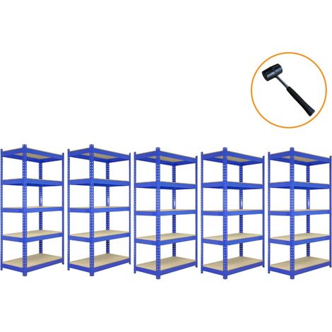 Q-Rax 3 x 90cm & 2 x 120cm Blue Metal Racking Units (1/5)