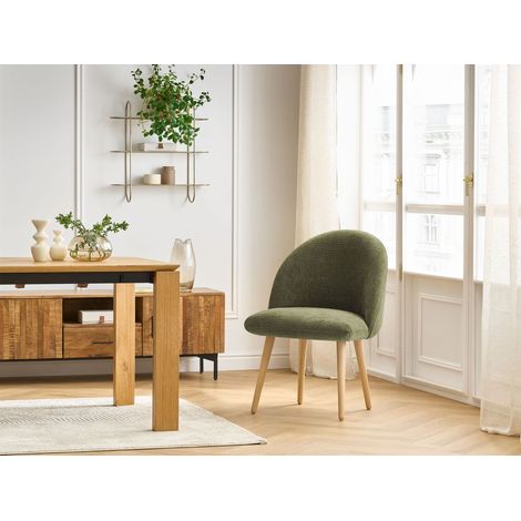 BOBOCHIC - Chaise LALIE tissu texturé et pieds scandinaves bois Vert (1/5)