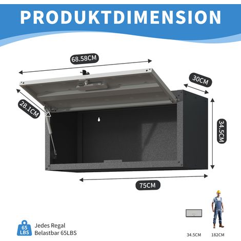 Armoire murale métallique polyvalente avec porte verrouillable,pour garage,sous-sol,atelier et cuisine,H34,5×L75×D30 cm.