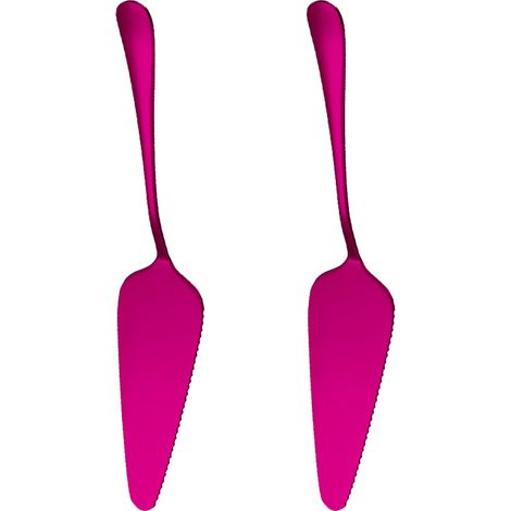 Lot de 2 pelles à gâteaux triangulaires dentées en acier inoxydable - Violet (1/5)