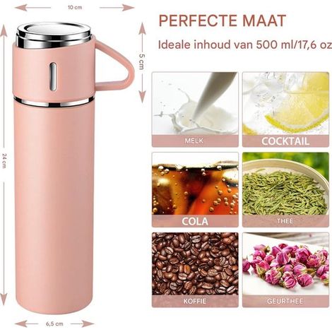 Mug isotherme de voyage - 500 ml - Facile à nettoyer - Sans BPA - Noir (1/5)