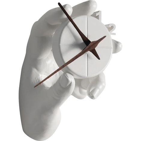 Horloge Murale Analogique Horloge 3D Contemporaine Mouvement Silencieux en Résine avec Support Forme Main pour Maison Atelier Salon Café Cuisine (1/5)