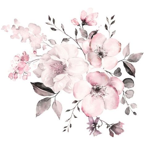 Green Mobility-Sticker mural,Fleur Imprimer Sticker Mural Fleurs Murale Romantique Fleurs Sticker Mural Maison Décoration Murale, 1set (1/5)