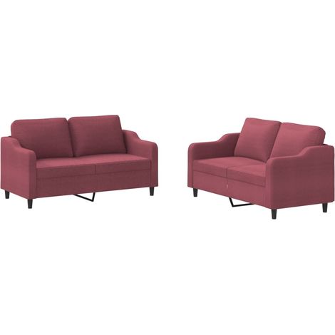 Maison Exclusive - Set di Divani 2 pz con Cuscini Rosso Vino in Tessuto