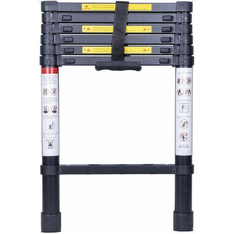 Aluminum Telescopic Ladder, Multifunctional Portable Outdoor Single Sided Telescopic Ladder, Maximum Load: 150kg (2m) - Black. (1/4)