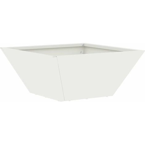 Cache-pot de jardin trapézoïdal moderne polyvalent pour extérieur 35 x 35 x 15 cm en acier laminé à froid blanc (1/4)