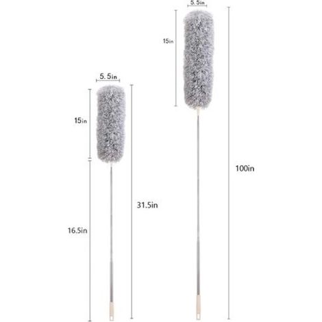 1 pièce chiffon en microfibre avec manche en acier inoxydable télescopique 30 à 100 cm pour nettoyage ventilateurs de plafond, stores, plinthes et voitures (1/4)