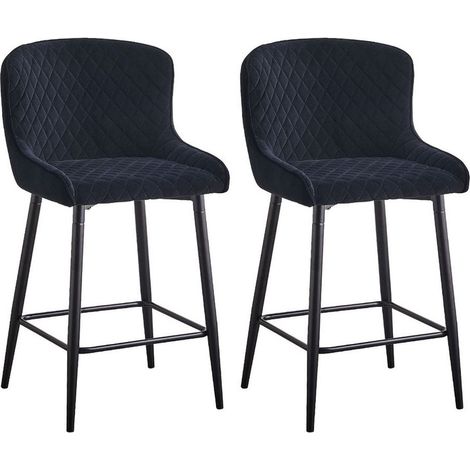Dining Chair, 2X Velvet Upholstered Kitchen Leisure Chairs Soft Padded Accent Chair,Black (1/5)