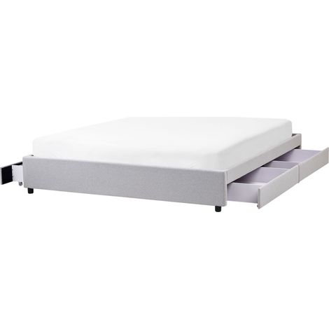 Letto matrimoniale in Tessuto grigio chiaro con Cassetti 180 x 200 cm Montpellier