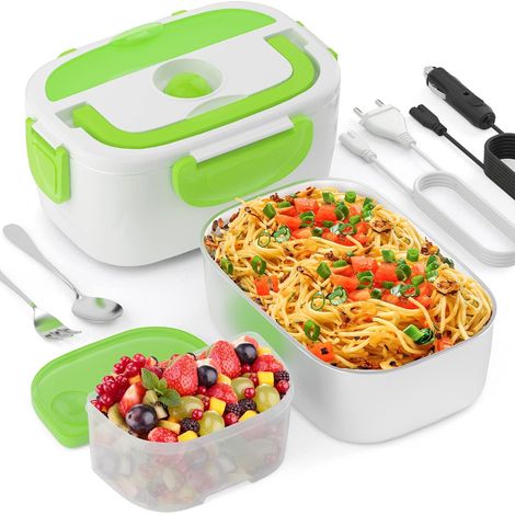 Boîte Chauffante 220V 12V 24V 3 en 1 Lunch Box Chauffante Électrique Boîte Alimentaires Boîte Repas en Acier Inoxydable 1,5L pour Maison Bureau (1/5)