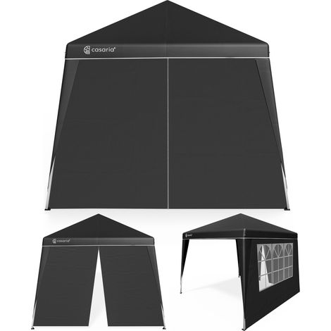 CASARIA® Pavillon Pop-up 3x3m inkl. 2 Seitenteile Farbauswahl UV-Schutz 50+ inkl. Tasche wasserdicht faltbar Faltpavillon Zelt Festival Capri  Schwarz