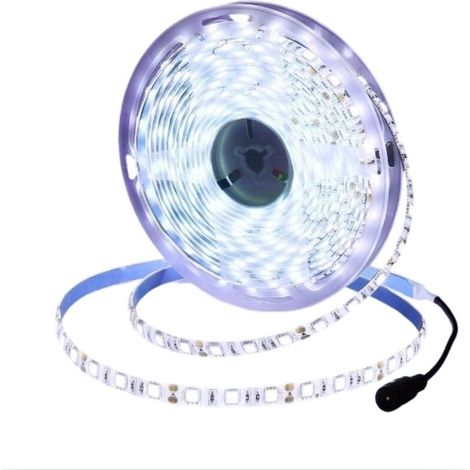 Bande lumineuse LED 12V, lumière blanche froide 6500K, flexible de 5 mètres, 300 perles LED, SMD 5050, étanche IP65 (1/5)