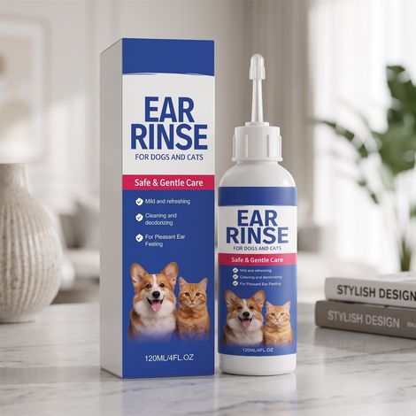 Solution nettoyante pour les oreilles des chiens et des chats, adaptée au nettoyage quotidien, désodorisante, rafraîchissante et confortable – 120 ml (1/5)
