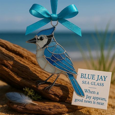 Oiseau - Pendentif En Verre De Mer Recyclé - Décoration Murale Ou Fenêtre - Ornement Accrochable 2D - 1 Pièce (1/5)