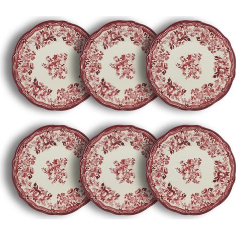 Lot de 6 assiettes plates en grès 26cm, FAUSTINE