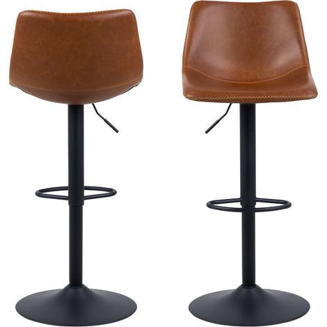 Tabourets de bar simili piétement tulipe métal noir (lot de 2) - JACK (1/5)