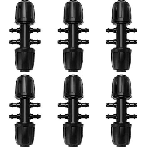 CSPARKV 10x2.7cm 6-Voies Raccord de Tuyau D'Irrigation, Connecteur d'Irrigation Goutte à Goutte à 6-Voies pour Jardin, Pelouse, Noir (1/5)