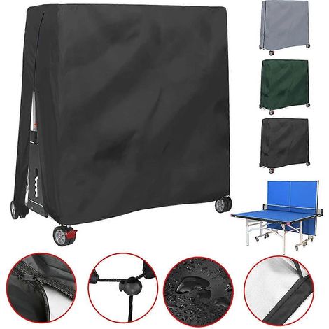 Housse de table de ping-pong d'extérieur imperméable et anti-poussière 165 x 70 x 185 cm (noire) (1/5)