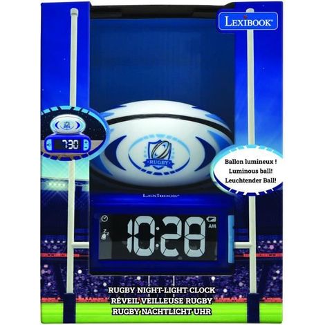 Réveil digital avec veilleuse lumineuse ballon de rugby en 3D et effets sonores (1/5)