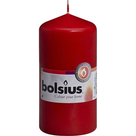 Bolsius Stumpenkerze rot, Höhe 12 cm, Ø 5,8 cm Kerze Dekokerzen