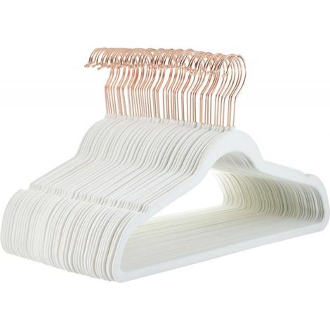 Porte-manteau Basics - FH-AZ047B - Cintres pour costumes antidérapants en velours, ivoire/doré - Lot de 50 (1/3)