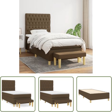 The Living Store Boxspringbett mit Matratze Dunkelbraun 100x200 cm Stoff - Boxspringbett - Doppelbett - Bettenrahmen - Matratze - Bettmatratze (1/5)