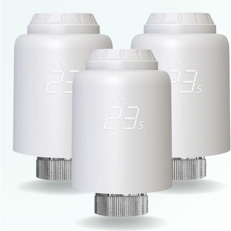 PACK 3 Têtes thermostatiques connectées programmables pour radiateurs hydrauliques - ZigBee