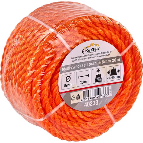 Kestek Mehrzweckseil orange 8 mm Robustes Seil 20 m für vielseitige Anwendungen (1/2)