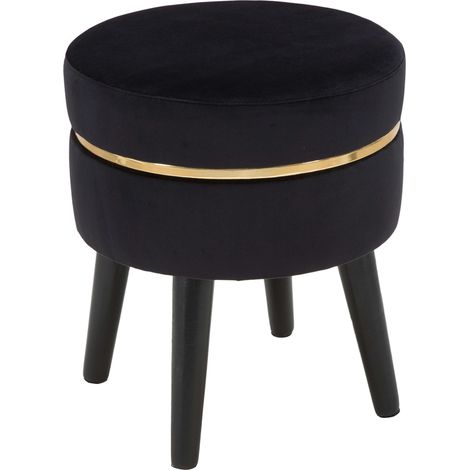 Sillón Famamiri, Tapizado en Terciopelo, Acolchado, Asiento Negro, 35x35x41h cm Negro (1/5)