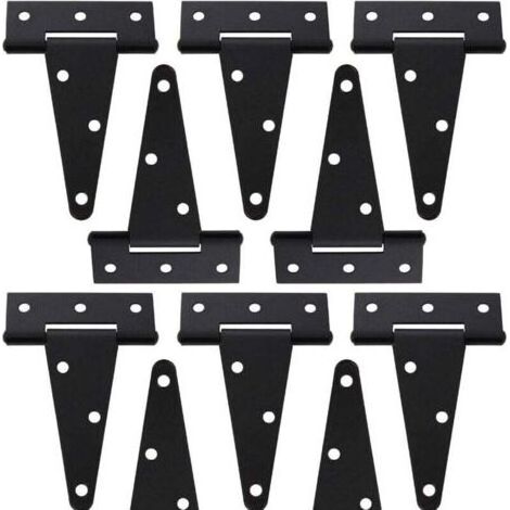 PA Lot de 10 Charnières en T 10,2 cm Fer Forgé Noir pour Porte Abri Jardin Grange Clôture (1/4)