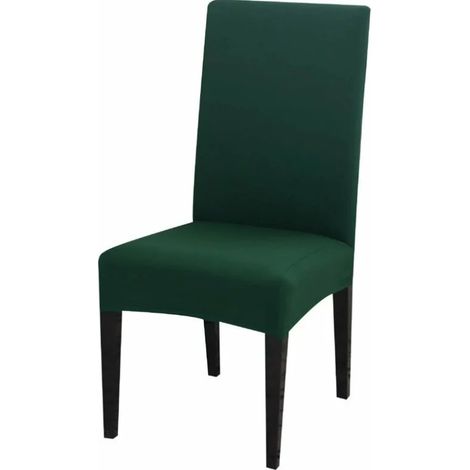 (Vert Foncé) Lot de 2 housses de chaise extensibles, housses de chaise de salle à manger universelles, housses de chaise amovibles et lavables, adaptées à la décoration de mariage, de restaurant (1/5)